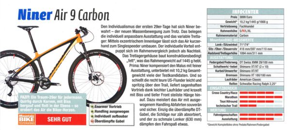 niner air 9 carbon test mountain bike 2011 sehr gut